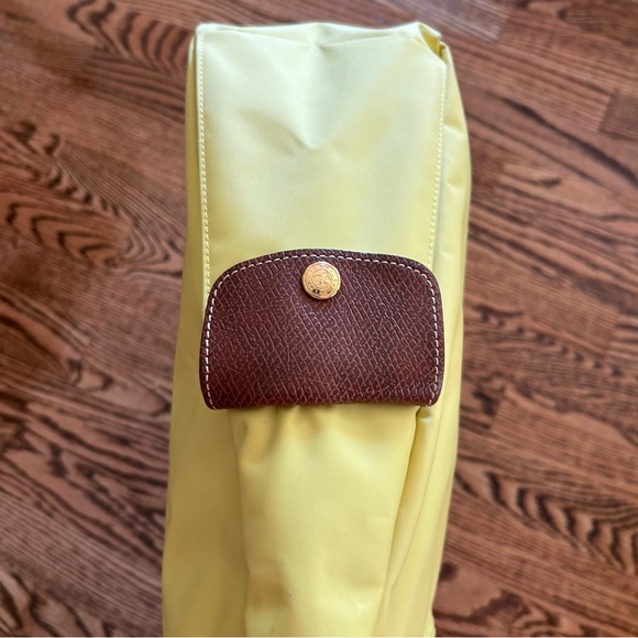 Longchamp Le Pliage yellow shoulder crossbody hobo satchel purse bag gold accent - Picture 5 of 12